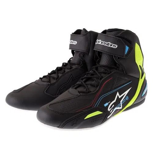 Alpinestars Faster-3 Shoes Black Yellow Fluo Blue - Module Moto